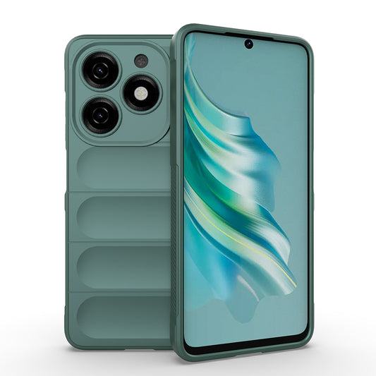 Tecno Spark 20 Case Flexible TPU Hollow Back Surface Design Zore Ethnic Silicone Cover Dark Green