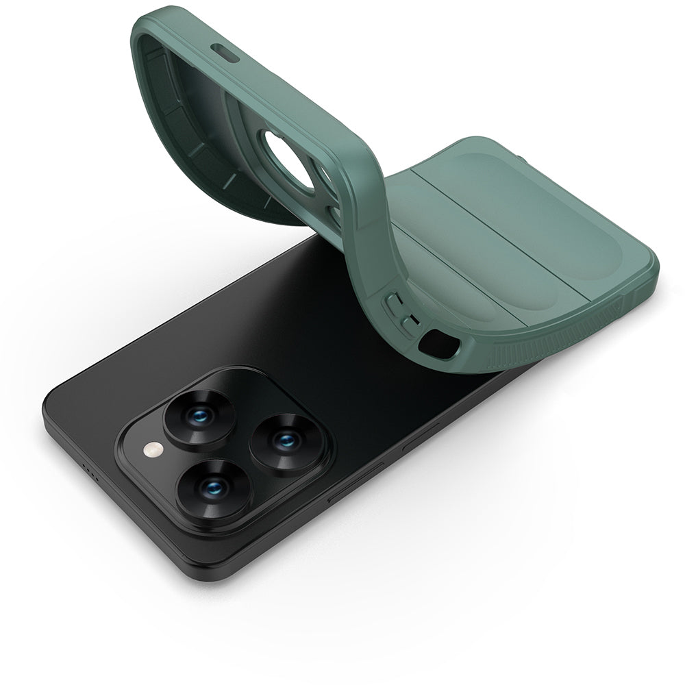 Tecno Spark 20 Pro 4G Case Flexible TPU Hollow Back Surface Design Zore Ethnic Silicone Cover Dark Green 