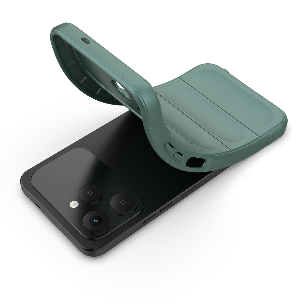 Tecno Spark 40 Kılıf Esnek TPU Oyuklu Arka Yüzey Tasarımlı Zore Etnik Silikon Kapak Koyu Yeşil