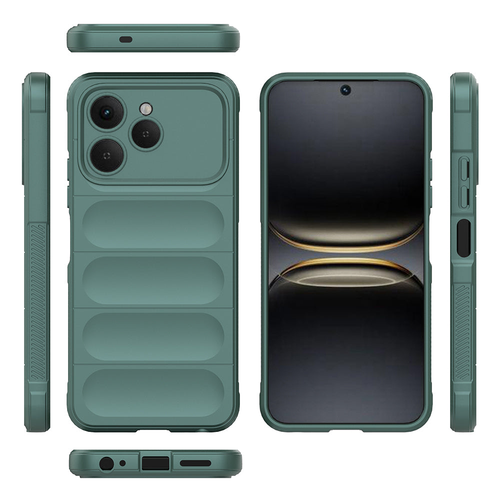 Tecno Spark 40 Kılıf Esnek TPU Oyuklu Arka Yüzey Tasarımlı Zore Etnik Silikon Kapak Koyu Yeşil