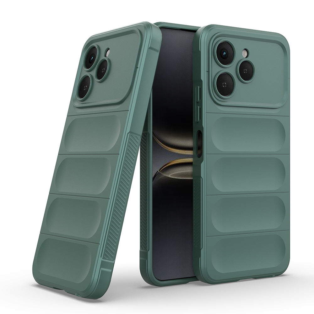 Tecno Spark 40 Kılıf Esnek TPU Oyuklu Arka Yüzey Tasarımlı Zore Etnik Silikon Kapak Koyu Yeşil