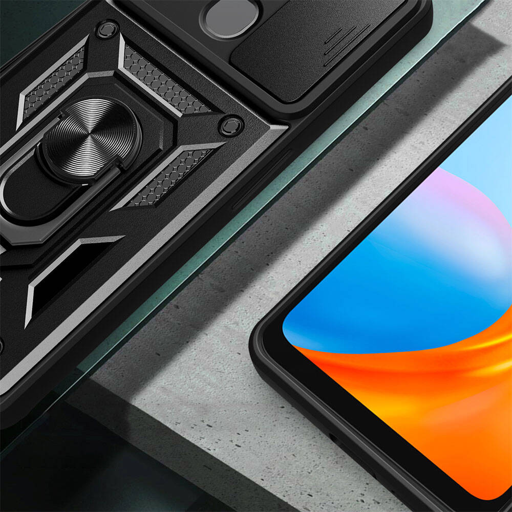 Tecno Spark 8C Case Magnetic Stand Camera Protection Zore Sliding Vega Cover Black