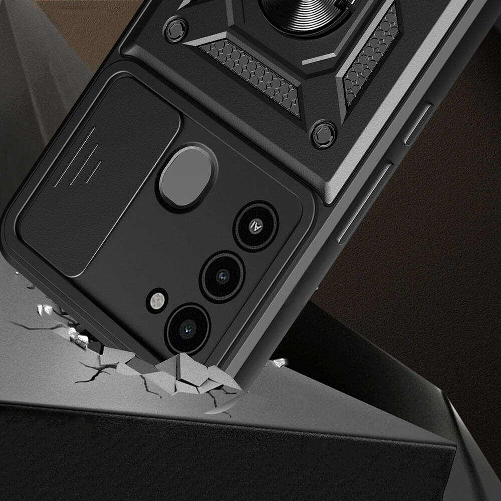 Tecno Spark 8C Case Magnetic Stand Camera Protection Zore Sliding Vega Cover Black