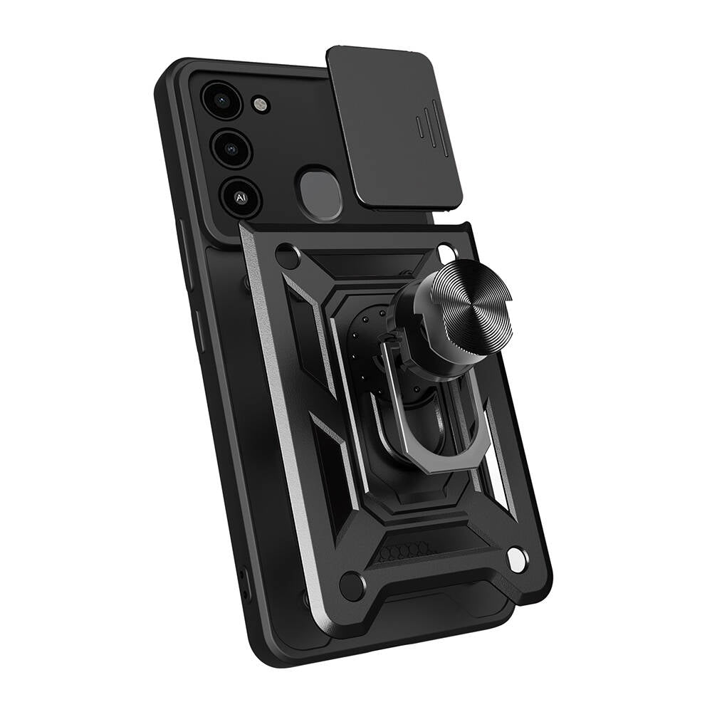 Tecno Spark 8C Case Magnetic Stand Camera Protection Zore Sliding Vega Cover Black
