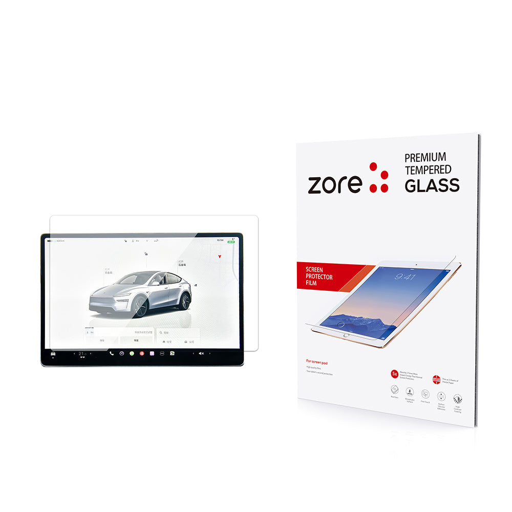 Tesla Model Y Zore Yeni Seri 2in1 Temperli Cam Araç Multimedya Ekran Koruyucu Şeffaf