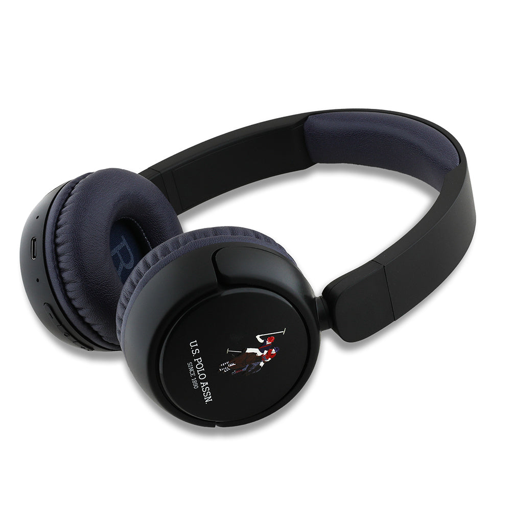 U.S Polo Assn. Orjinal Lisanslı Katlanabilir Ayarlanabilir Baskı Logolu Kulak Üstü Bluetooth Kulaklık v5.3 Lacivert