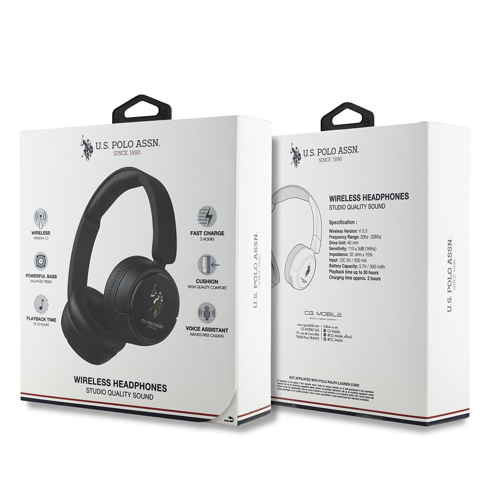 U.S Polo Assn. Orjinal Lisanslı Katlanabilir Ayarlanabilir Baskı Logolu Kulak Üstü Bluetooth Kulaklık v5.3 Lacivert