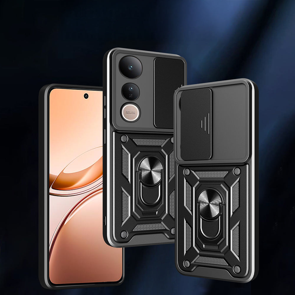 Vivo V50 Lite 4G Case Magnetic Stand Camera Protection Zore Sliding Vega Cover Black
