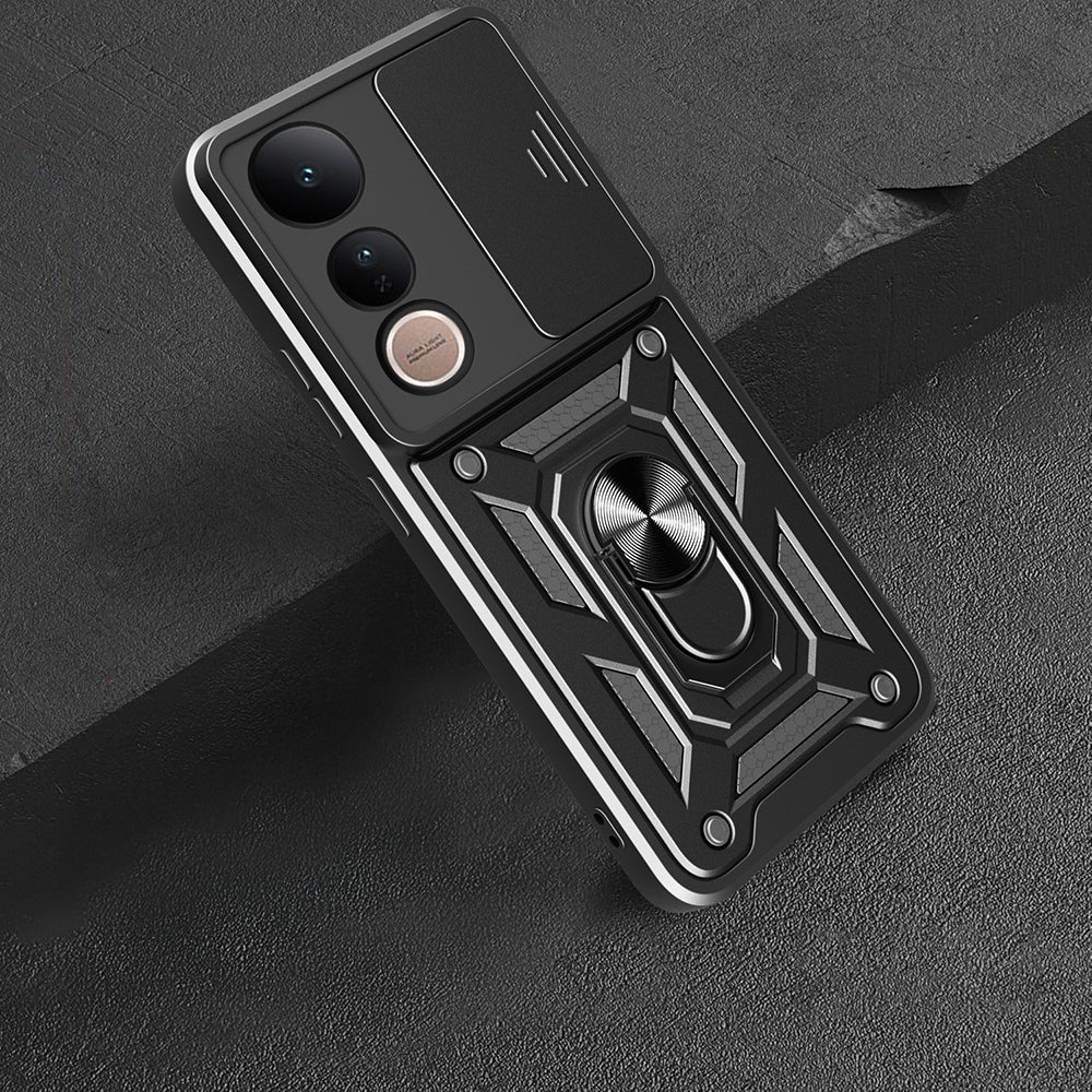 Vivo V50 Lite 4G Case Magnetic Stand Camera Protection Zore Sliding Vega Cover Black