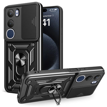 Vivo Y19S Case Magnetic Stand Camera Protection Zore Sliding Vega Cover Blue