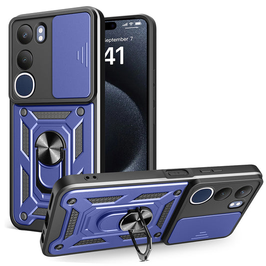 Vivo Y19S Case Magnetic Stand Camera Protection Zore Sliding Vega Cover Blue