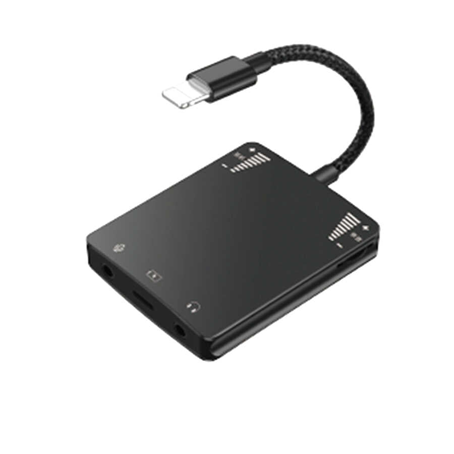 Wiwu 3 in 1 Live Broadcast Lightning Audio Adapter Black