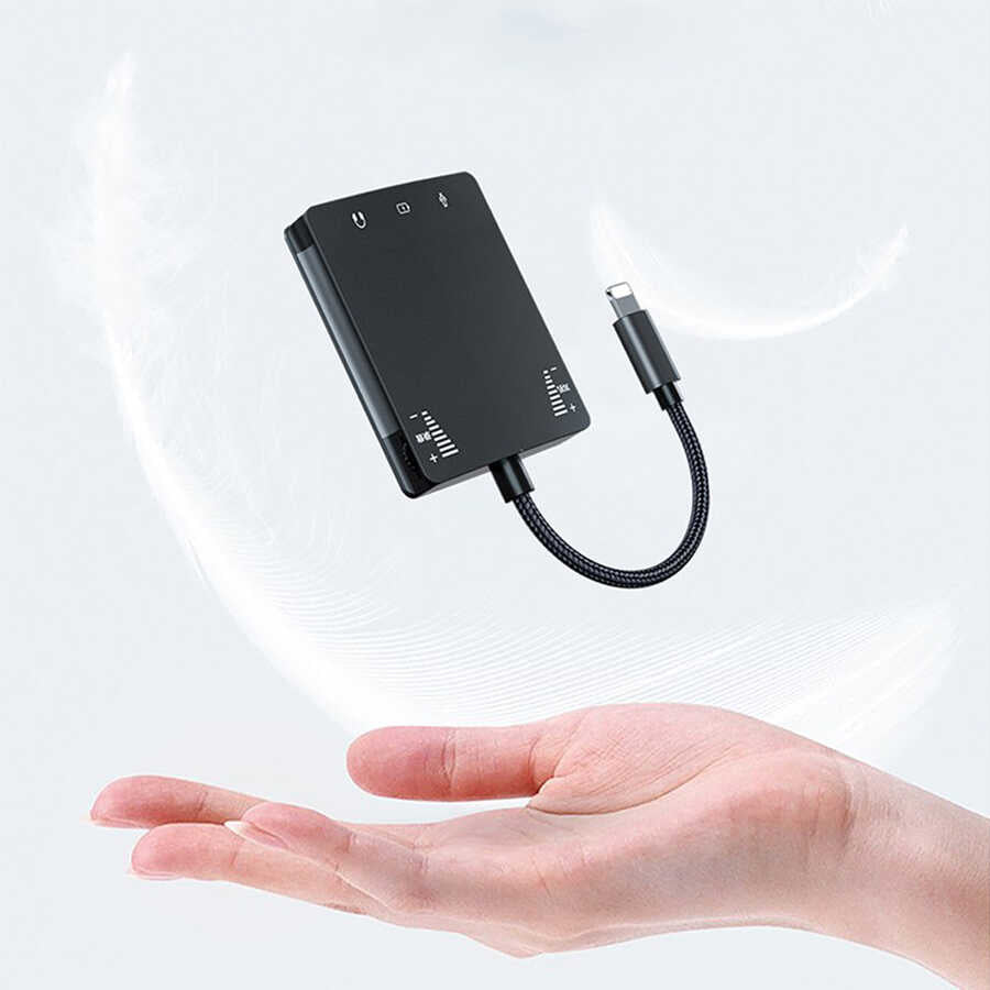 Wiwu 3 in 1 Live Broadcast Lightning Audio Adapter Black