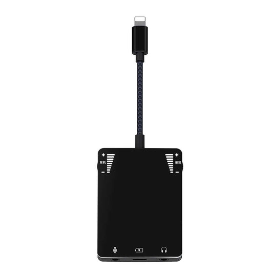 Wiwu 3 in 1 Live Broadcast Lightning Audio Adapter Black