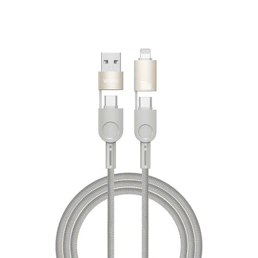 Wiwu 4in1 Raptor Serisi Çoklu USB-A + Type-C to Type-C + Lightning Şarj ve Data Kablosu 100W 120cm Titanyum