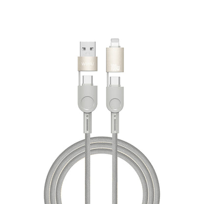 Wiwu 4in1 Raptor Serisi Çoklu USB-A + Type-C to Type-C + Lightning Şarj ve Data Kablosu 100W 120cm Titanyum