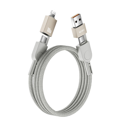 Wiwu 4in1 Raptor Serisi Çoklu USB-A + Type-C to Type-C + Lightning Şarj ve Data Kablosu 100W 120cm Titanyum