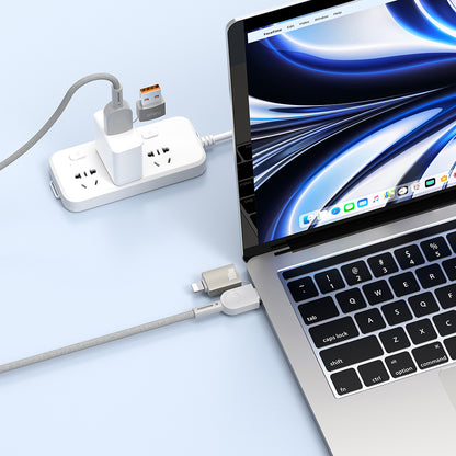 Wiwu 4in1 Raptor Serisi Çoklu USB-A + Type-C to Type-C + Lightning Şarj ve Data Kablosu 100W 120cm Titanyum