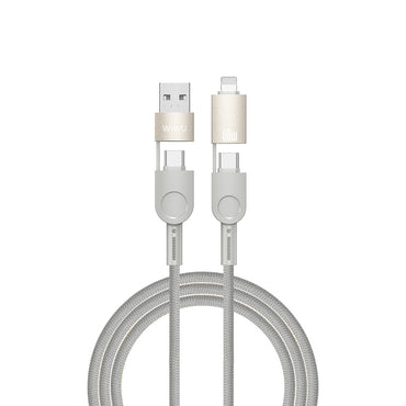 Wiwu 4in1 Raptor Serisi Çoklu USB-A + Type-C to Type-C + Lightning Şarj ve Data Kablosu 60W 200cm Titanyum