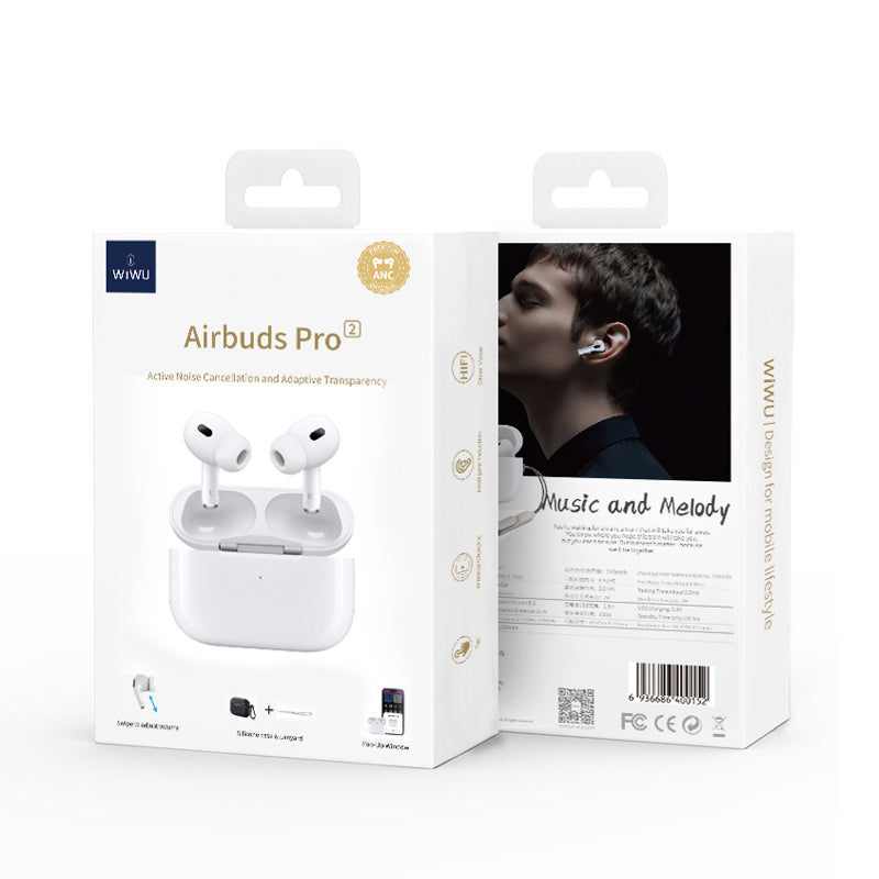 Wiwu Airbuds Pro 2F Active Noise Cancelling In-Ear Bluetooth Headphones White 