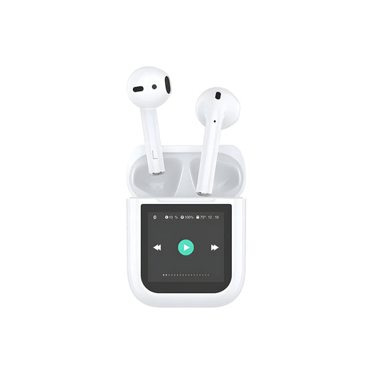 Wiwu Airbuds T24 Touch LCD Screen TWS Bluetooth Earphones v5.4 White