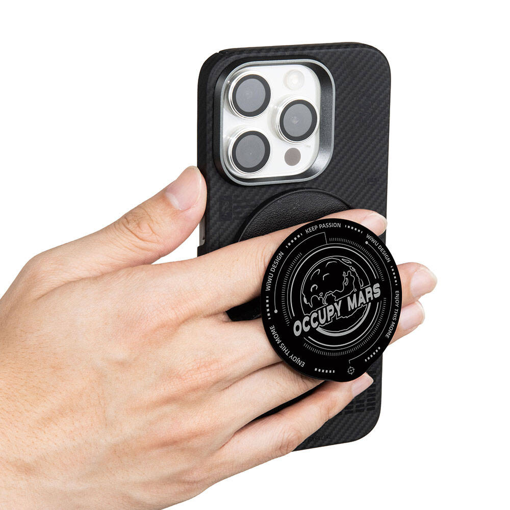 Wiwu B1 Magnetic Occupy Mars Design Finger Ring Stand Black