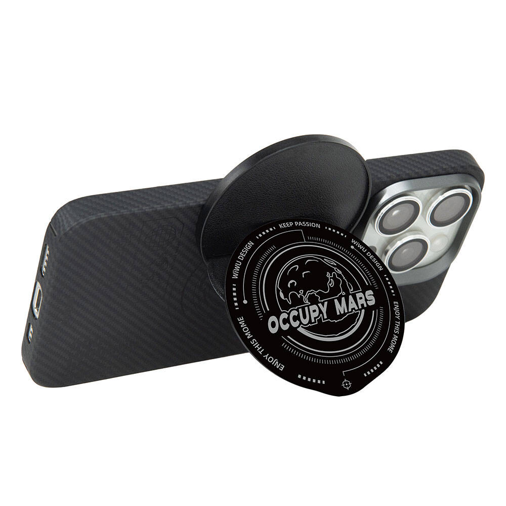 Wiwu B1 Magnetic Occupy Mars Design Finger Ring Stand Black