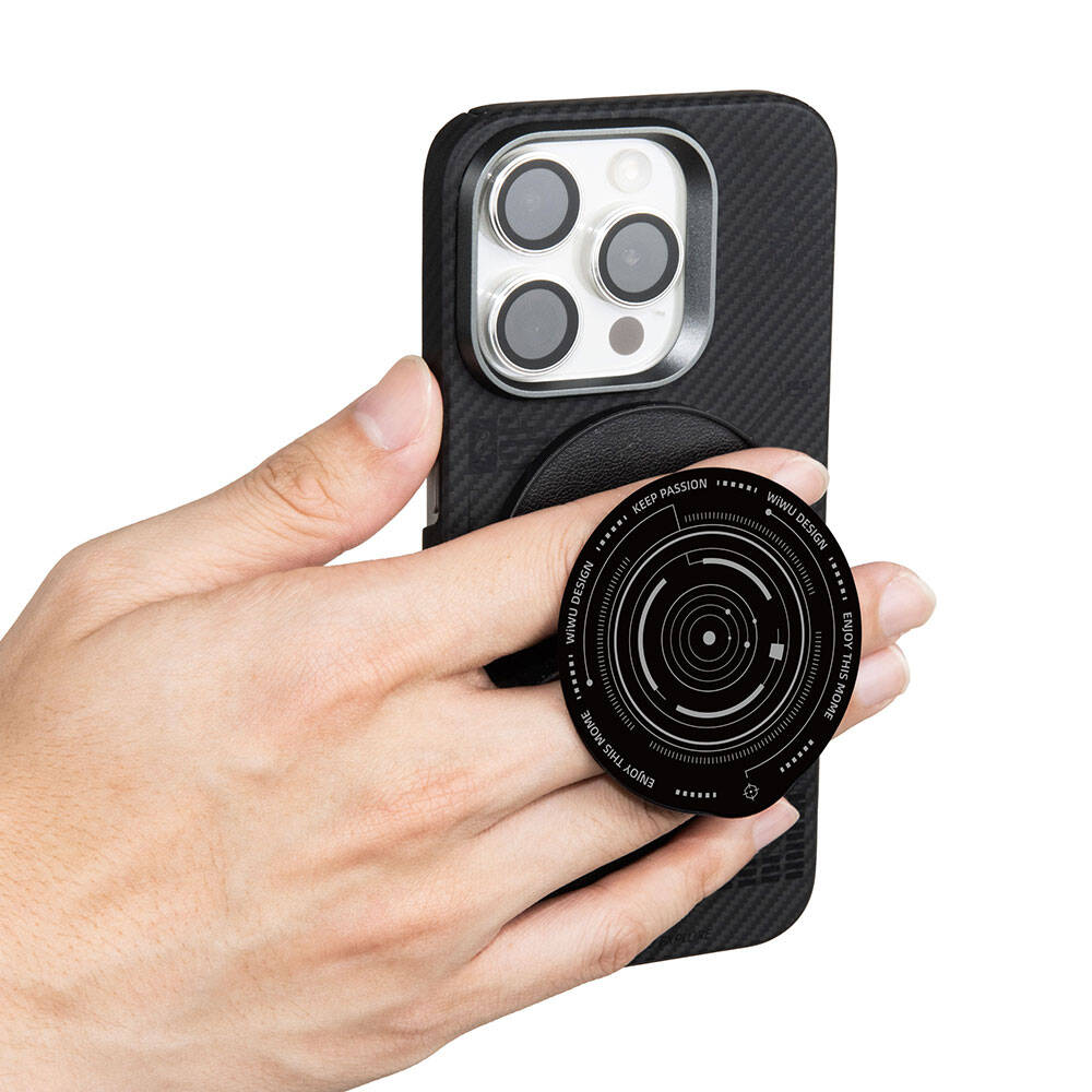 Wiwu B2 Magnetic Finger Ring Stand with Keep Passion Design, Black