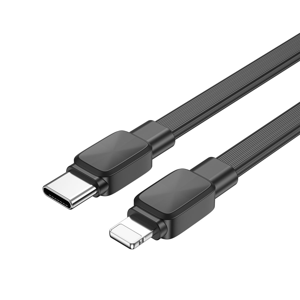 Wiwu Bravo Wİ-C004 Flat Design 20W Fast Charging Type-C to Lightning PD Cable 1M Black 