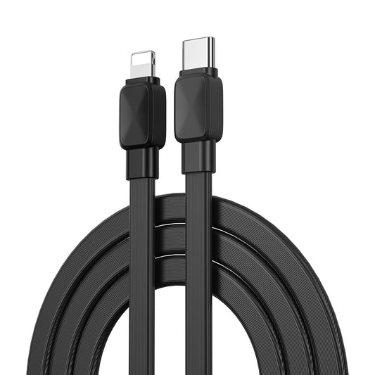 Wiwu Bravo Wİ-C004 Flat Design 20W Fast Charging Type-C to Lightning PD Cable 1M Black 