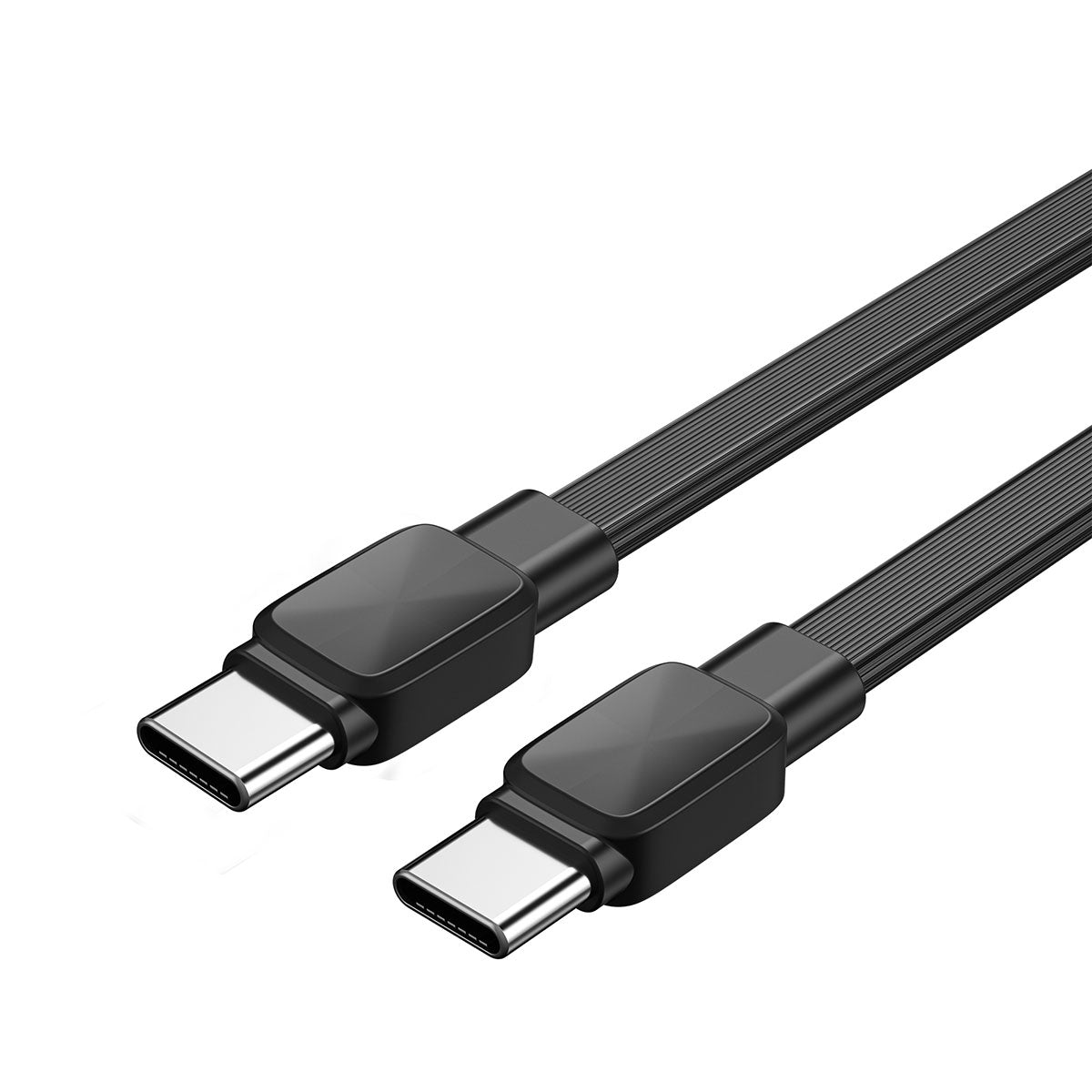Wiwu Bravo Wİ-C004 Flat Design 60W Fast Charging Type-C to Type-C PD Cable 1M Black