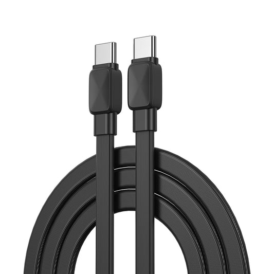 Wiwu Bravo Wİ-C004 Flat Design 60W Fast Charging Type-C to Type-C PD Cable 1M Black