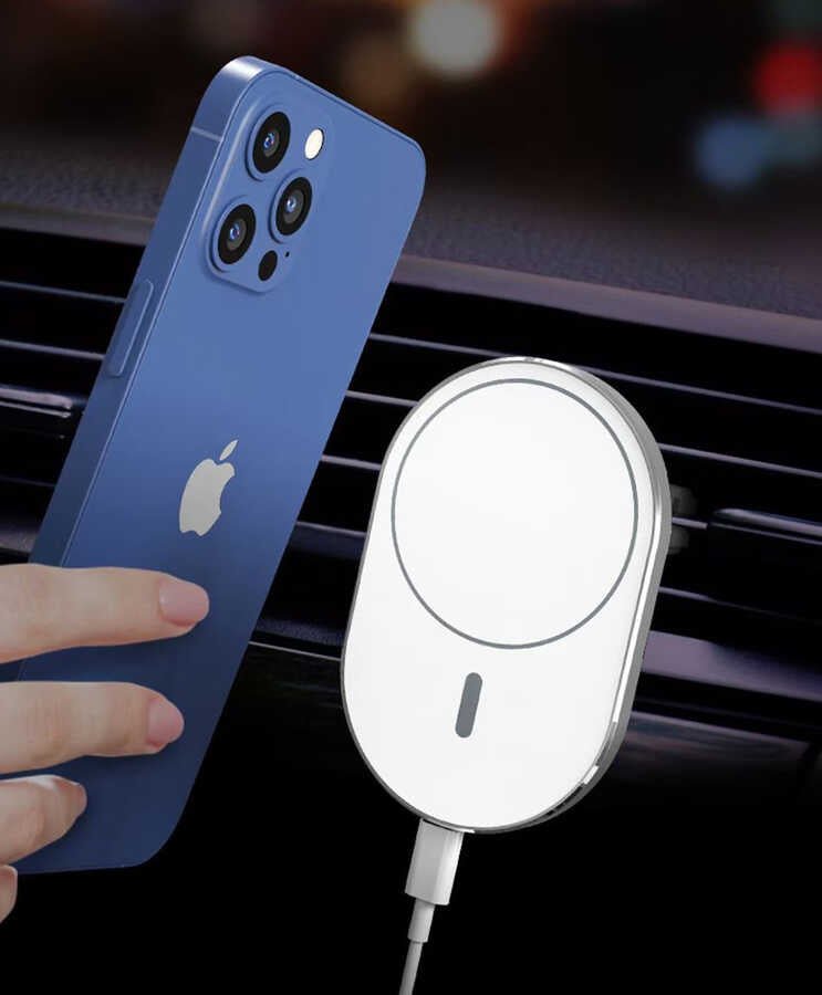 Wiwu CH-306 Magnetic Wireless Charging Car Mount Car Phone Holder Silver 