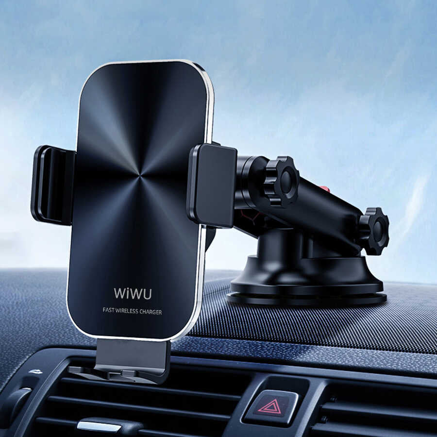 Wiwu CH-307 Liberator Wireless Charging Mount Car Phone Holder Black 