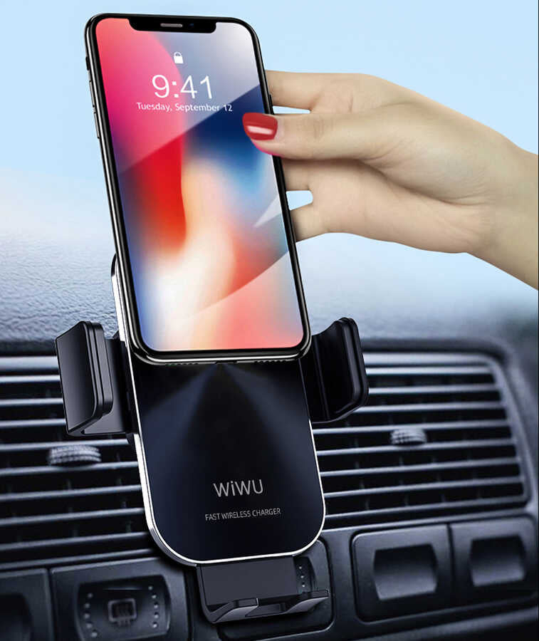 Wiwu CH-307 Liberator Wireless Charging Mount Car Phone Holder Black 