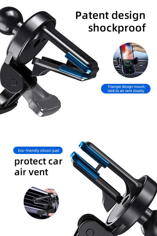 Wiwu CH-307 Liberator Wireless Charging Mount Car Phone Holder Black 
