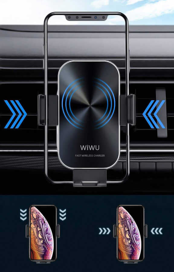 Wiwu CH-307 Liberator Wireless Charging Mount Car Phone Holder Black 