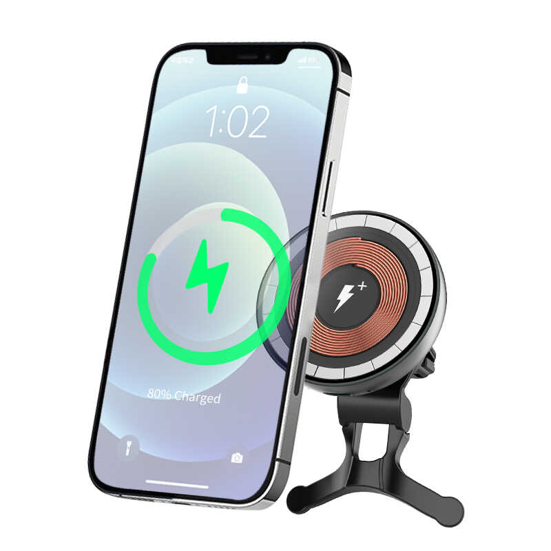 Wiwu CH-309 In-Car Magnetic Wireless Charging Phone Holder Ventilation Design Black