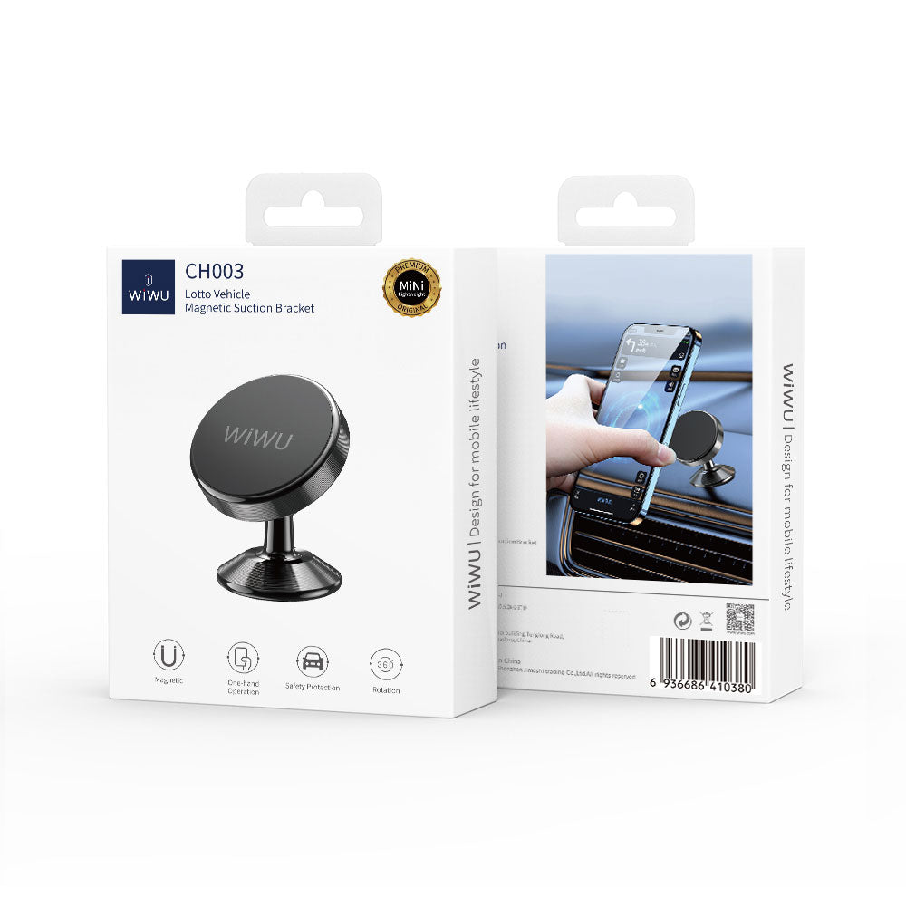 Wiwu CH003 360 Degree Rotating Magnetic Flat Floor Version Car Phone Holder Gray 
