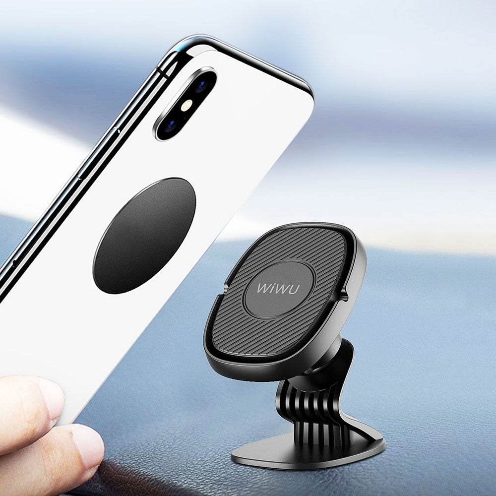 Wiwu CH007 360 Degree Rotating Magnetic Flat Floor Version Car Phone Holder Black 
