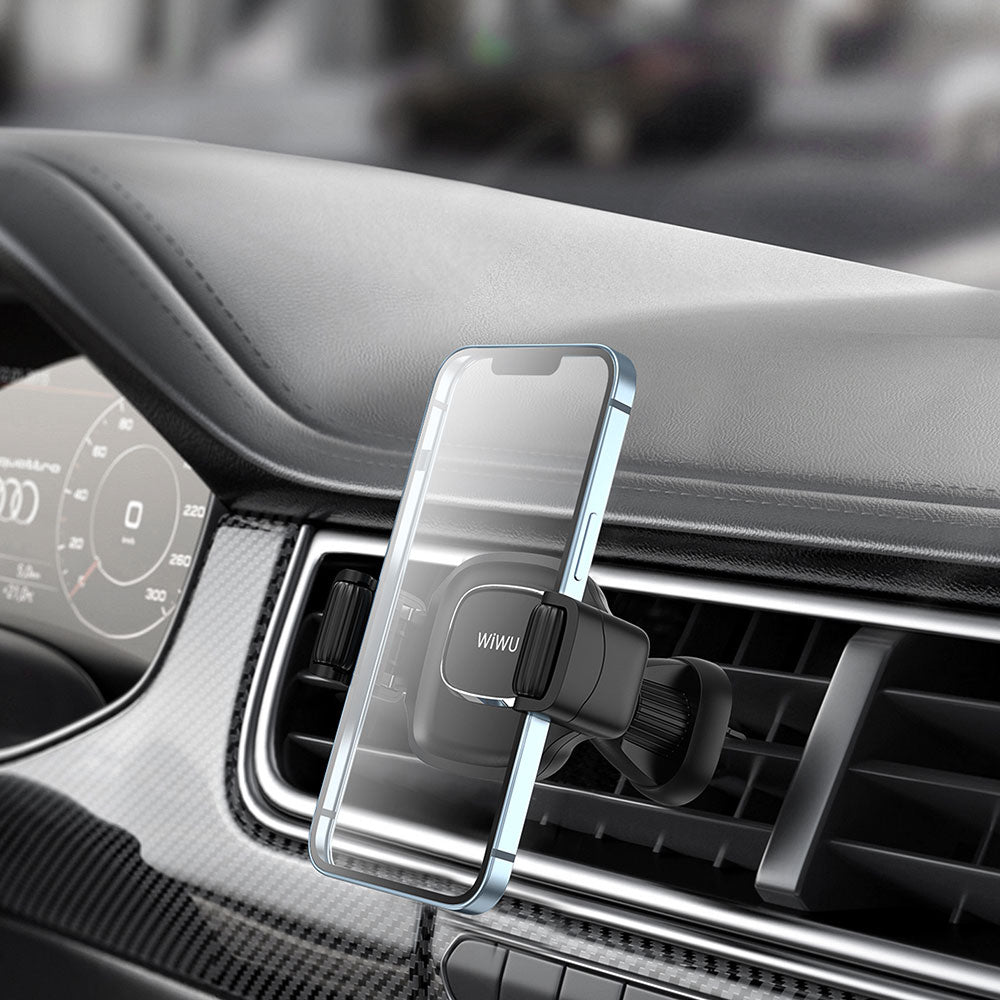 Wiwu CH009 Automatic Mechanism Ventilation Design Car Phone Holder Black 
