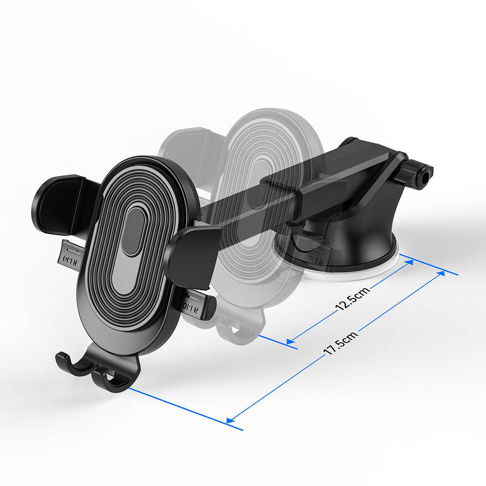 Wiwu CH012 Automatic Mechanism Suction Cup Design Car Phone Holder Black 