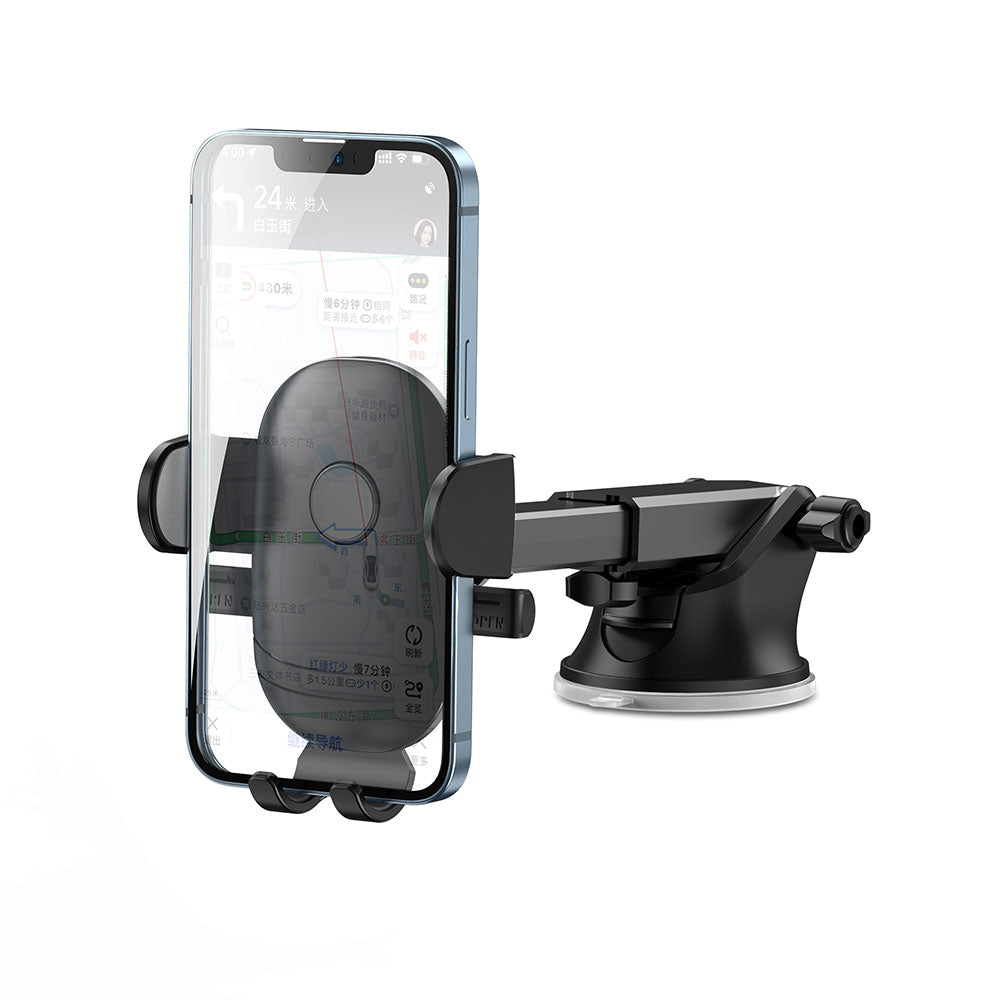 Wiwu CH013 Automatic Mechanism Suction Cup Design Car Phone Holder Black 