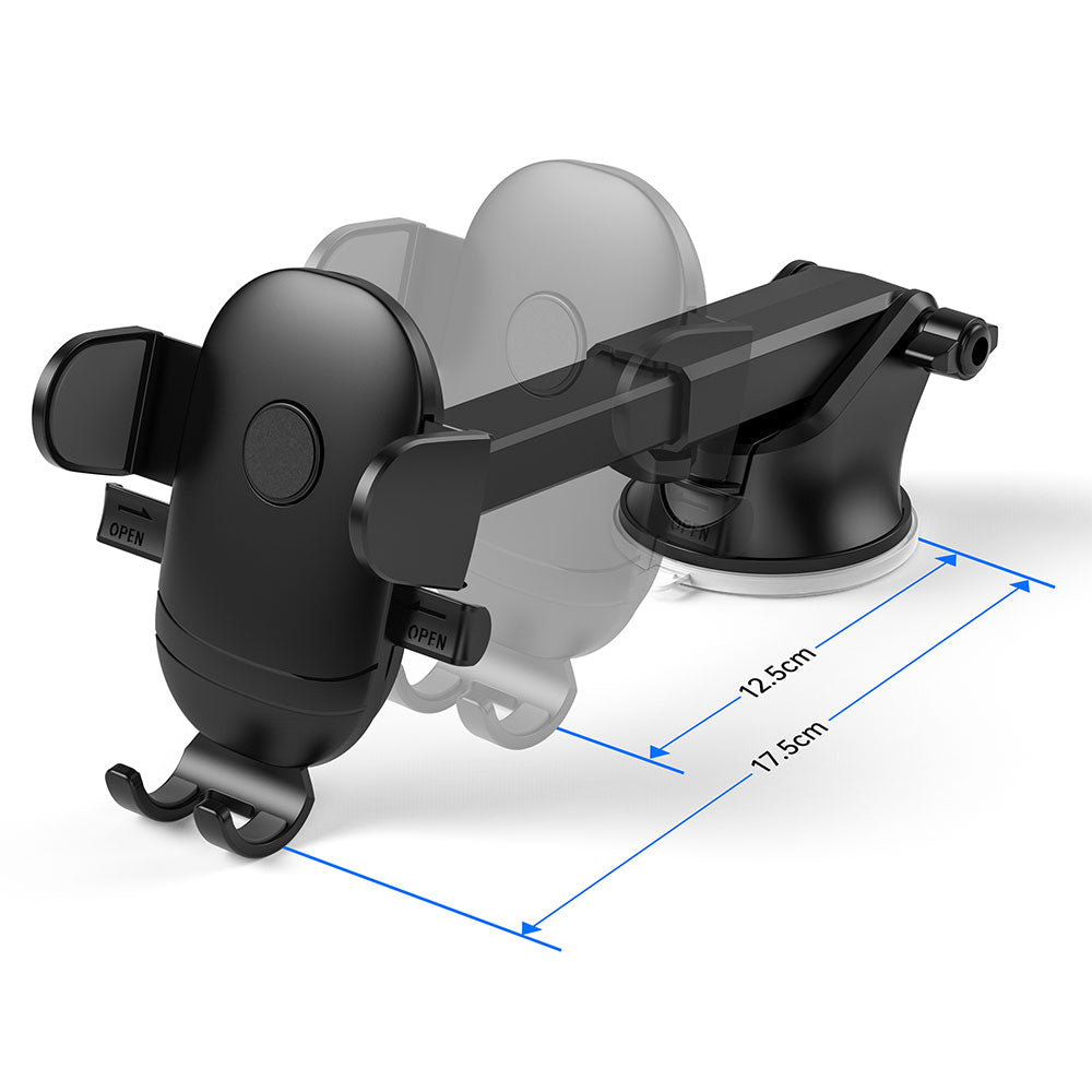 Wiwu CH013 Automatic Mechanism Suction Cup Design Car Phone Holder Black 