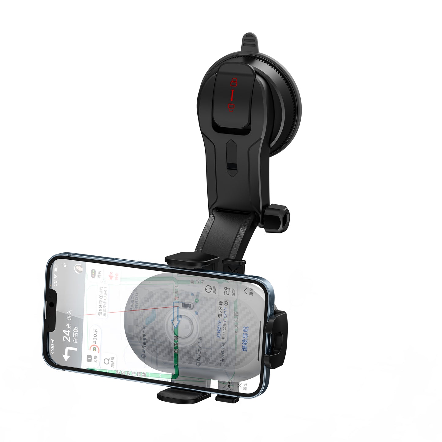 Wiwu CH014 Automatic Mechanism Suction Cup Design Car Phone Holder Black 