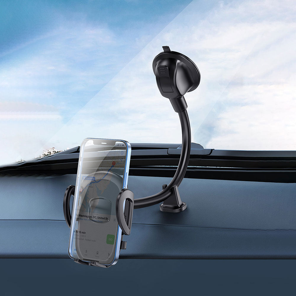 Wiwu CH016 Automatic Mechanism Flexible Spiral Suction Cup Design Car Phone Holder Black