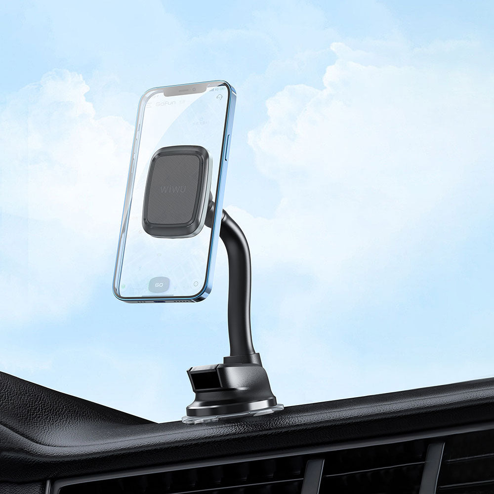 Wiwu CH018 Magnetic Flexible Spiral Suction Cup Design Car Phone Holder Black 