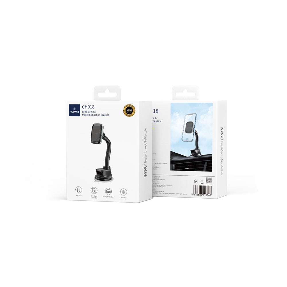 Wiwu CH018 Magnetic Flexible Spiral Suction Cup Design Car Phone Holder Black 