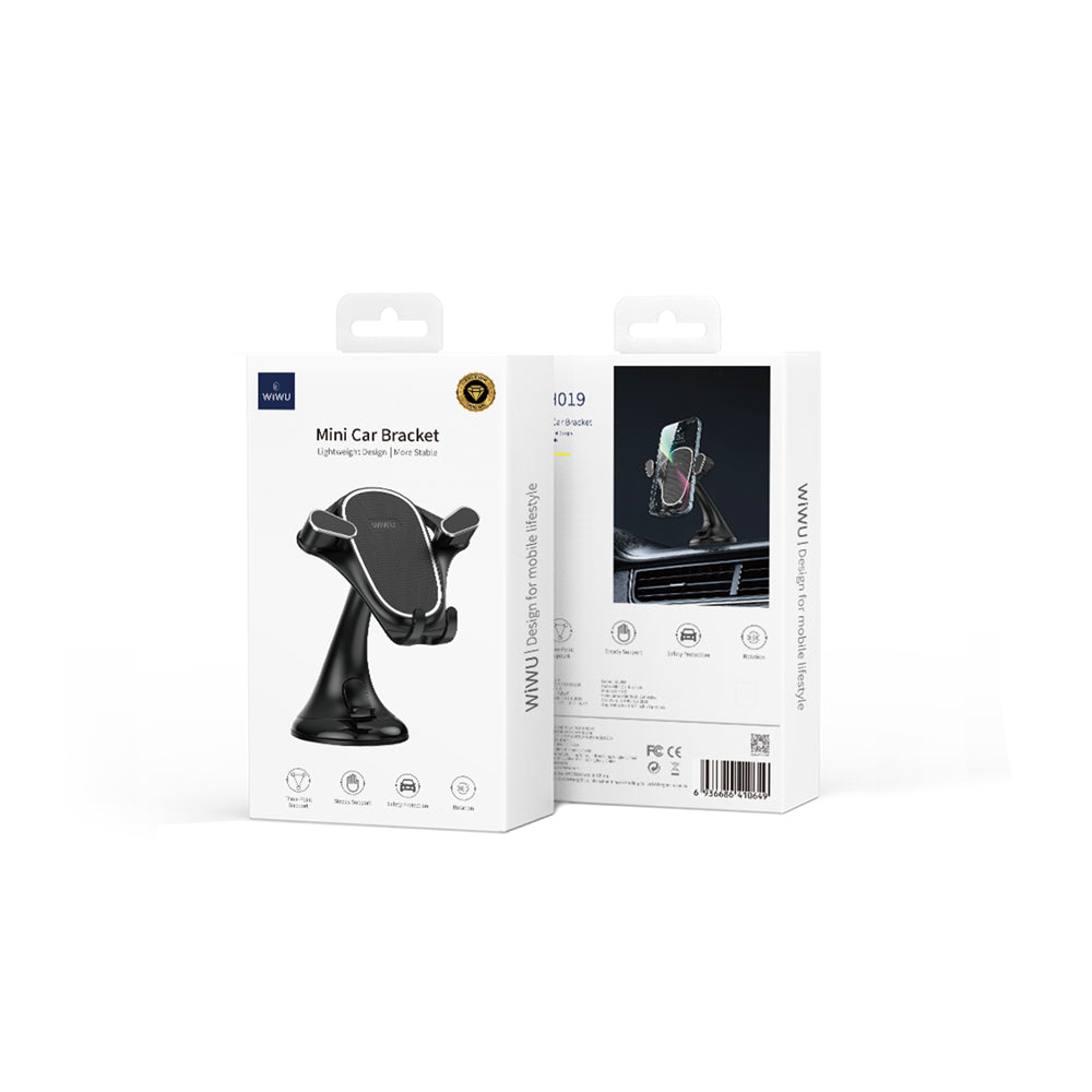 Wiwu CH019 Suction Cup Design Car Phone Holder Working with Phone Weight Black 