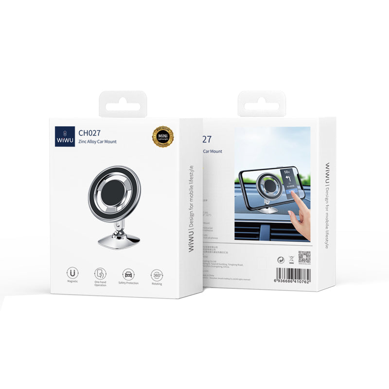 Wiwu CH027 360 Degree Rotating Magnetic Flat Floor Version Car Phone Holder Silver 